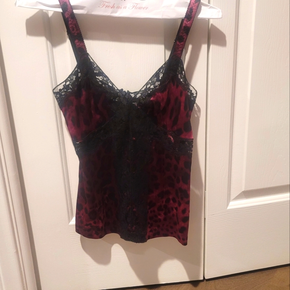 Dolce & Gabbana Purple Leopard Silk Camisole Top